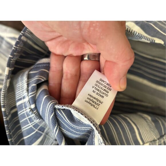 HIVIEW Blue White Stripe Pull-on Capri Pants, Size 14P Petite - Picture 5 of 8